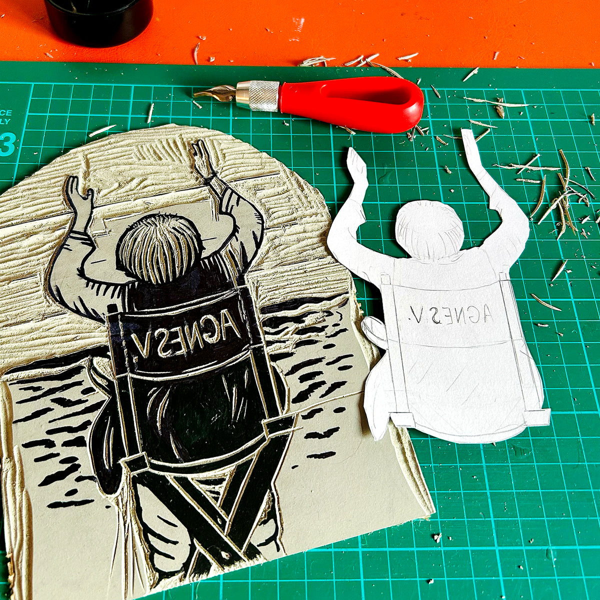 Agnes Varda Handmade Linocut Print, Limited Edition