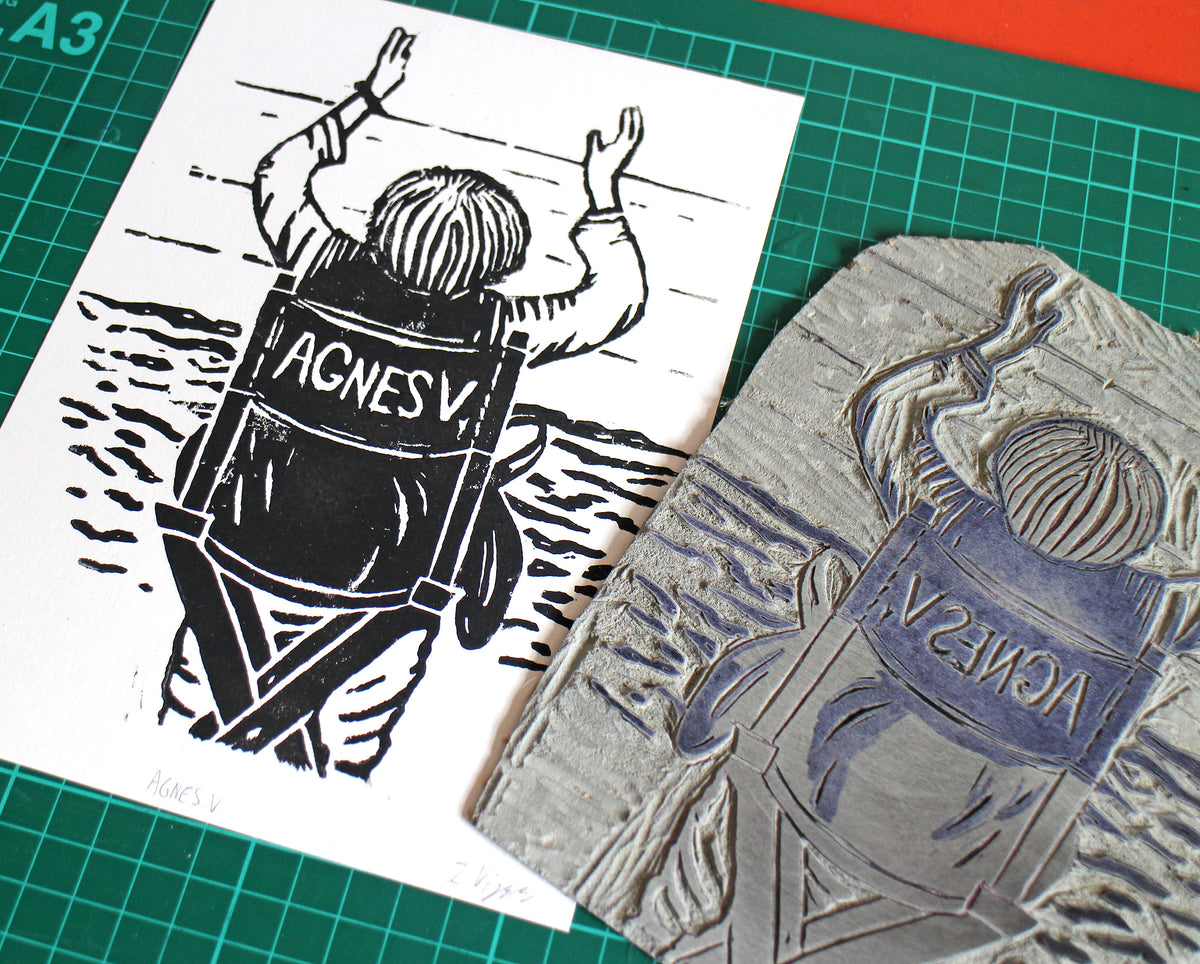 Agnes Varda Handmade Linocut Print, Limited Edition