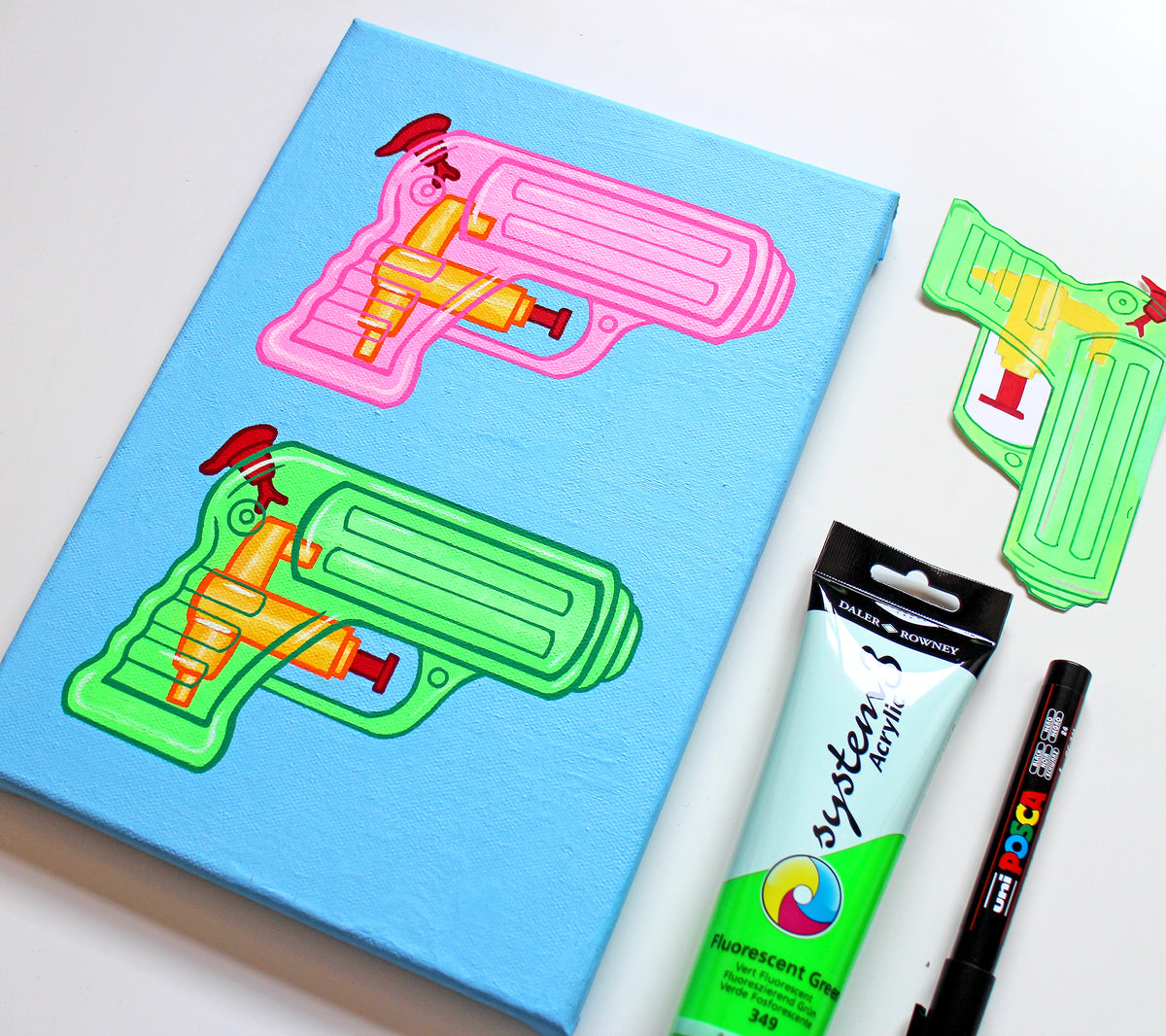 Water Pistols #3 Pop Art Painting on Canvas