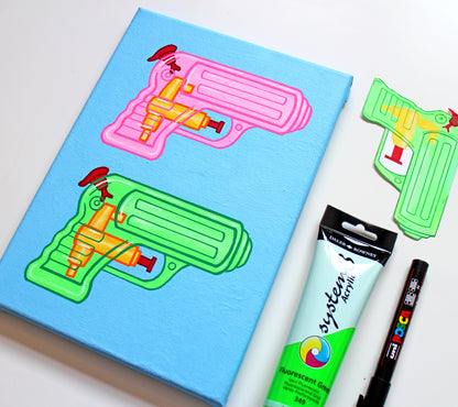 Water Pistols #3 Pop Art Painting on Canvas