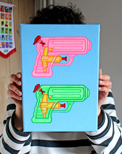 Water Pistols #3 Pop Art Painting on Canvas