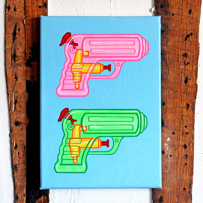Water Pistols #3 Pop Art Painting on Canvas