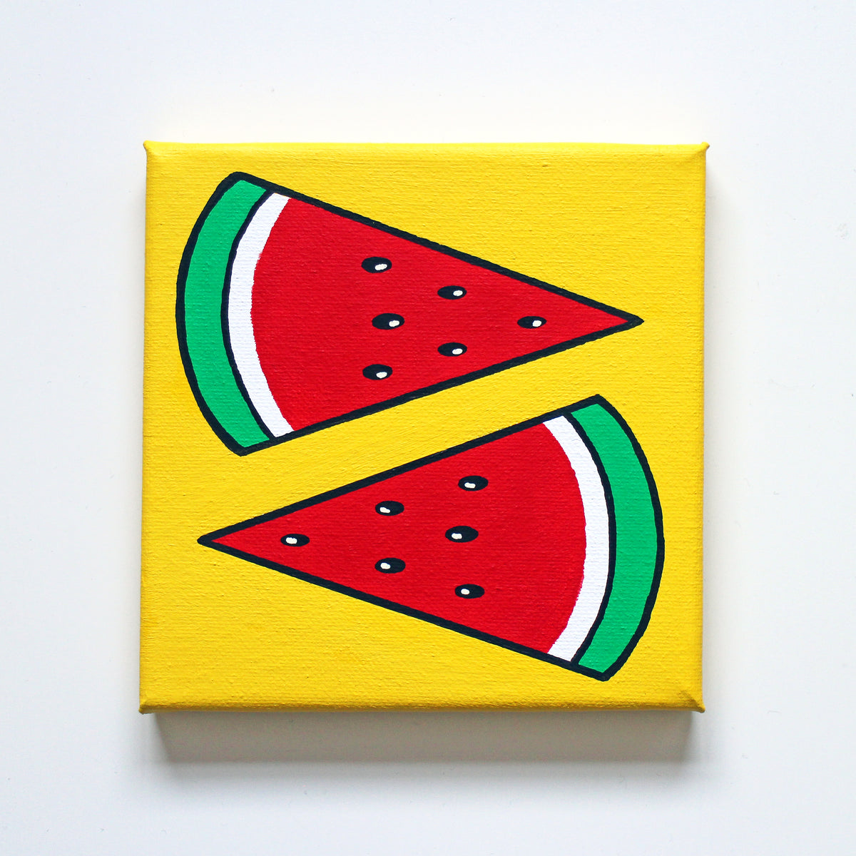 Watermelon Slices Pop Art Painting On Miniature Canvas
